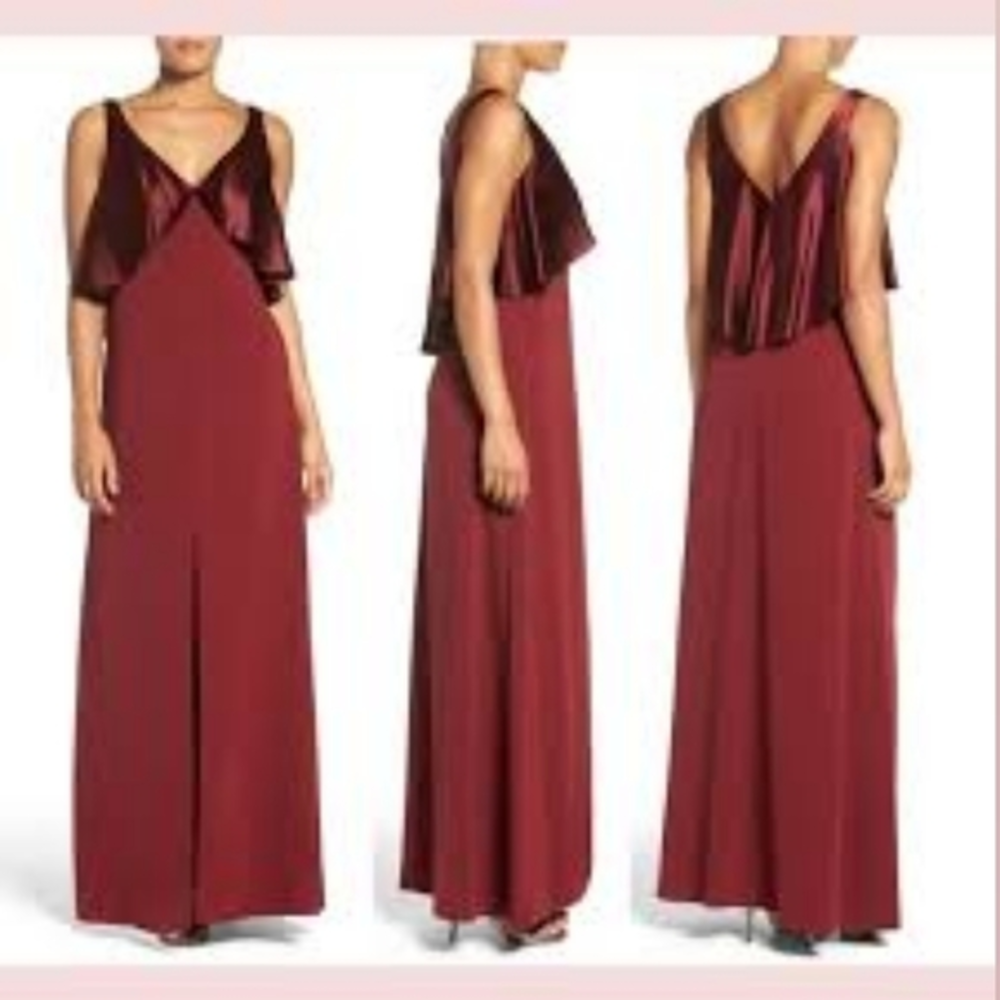 NWT Jill Jill Stuart Oxblood Red Satin Contrast Evening Gown Dress size 12